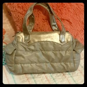Gray quilted hand bag